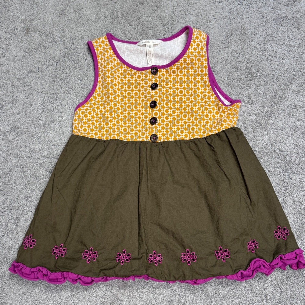 Matilda Jane Youth Girls 10 Dress Mustard and Olive - Picture 1 of 5